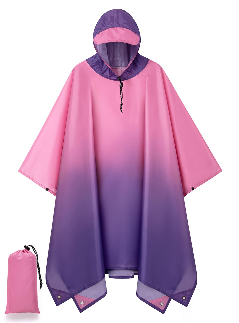 Hooded Rain Poncho for Adult, Waterproof Raincoat for Hiking Camping