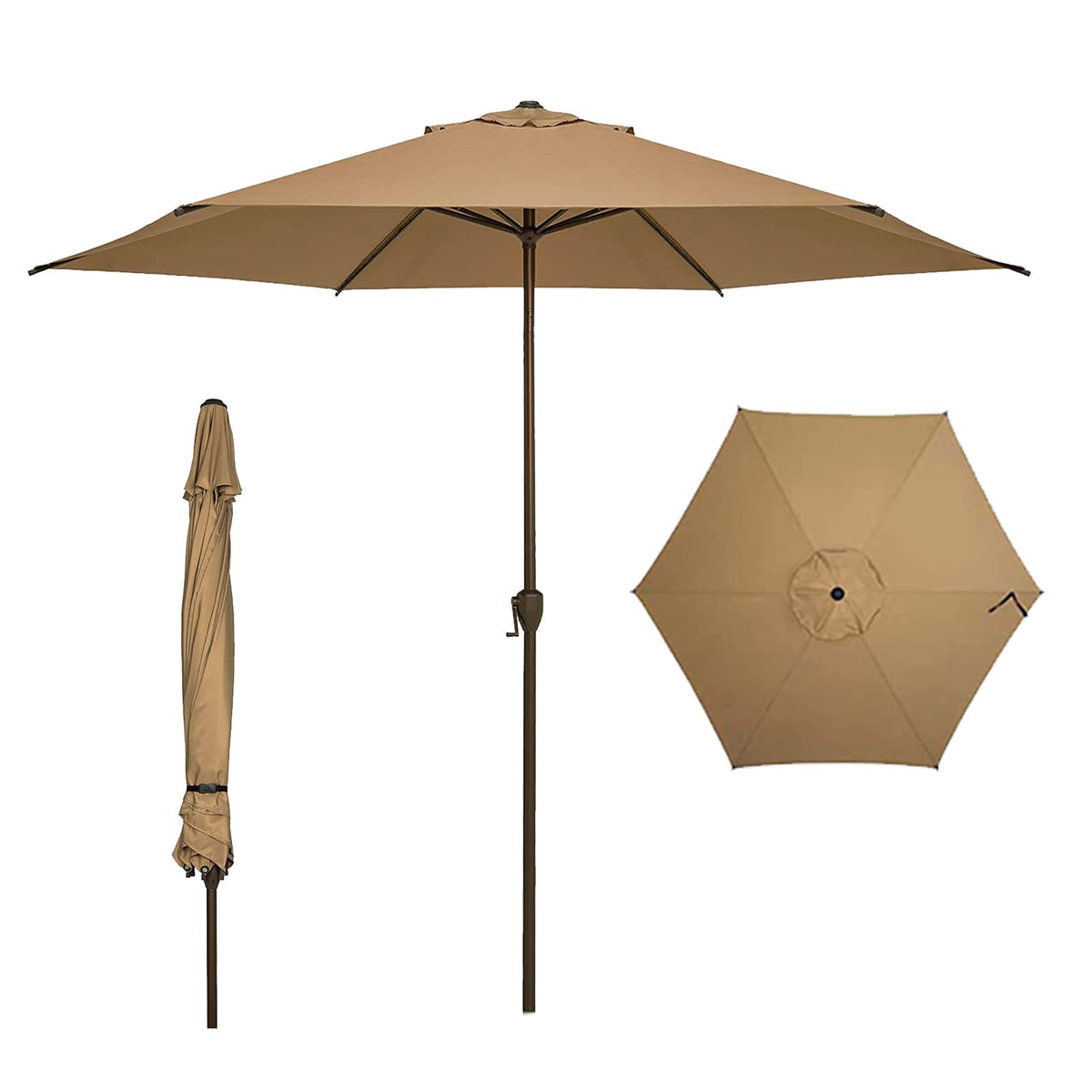 Abba Patio 9FT Lyon Outdoor Patio Umbrella Outdoor Table Umbrella with Push Button Tilt and Crank Market Umbrella 8 Sturdy Ribs UV Protection Waterproof for Garden Deck Backyard Pool, Black & Ivory