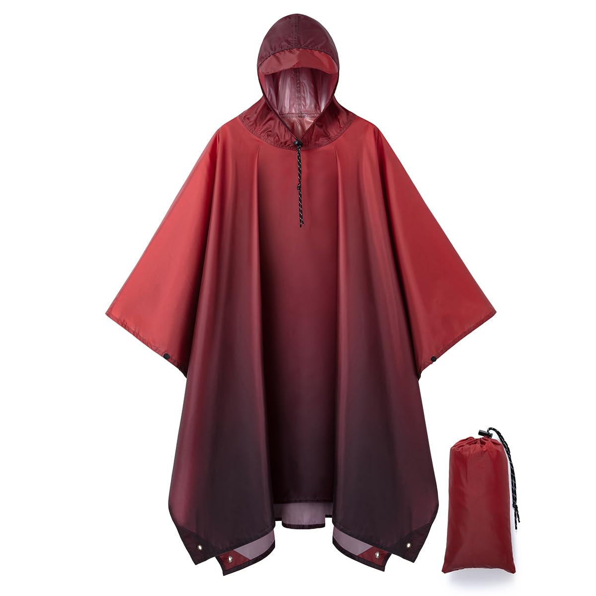 Hooded Rain Poncho for Adult, Waterproof Raincoat for Hiking Camping