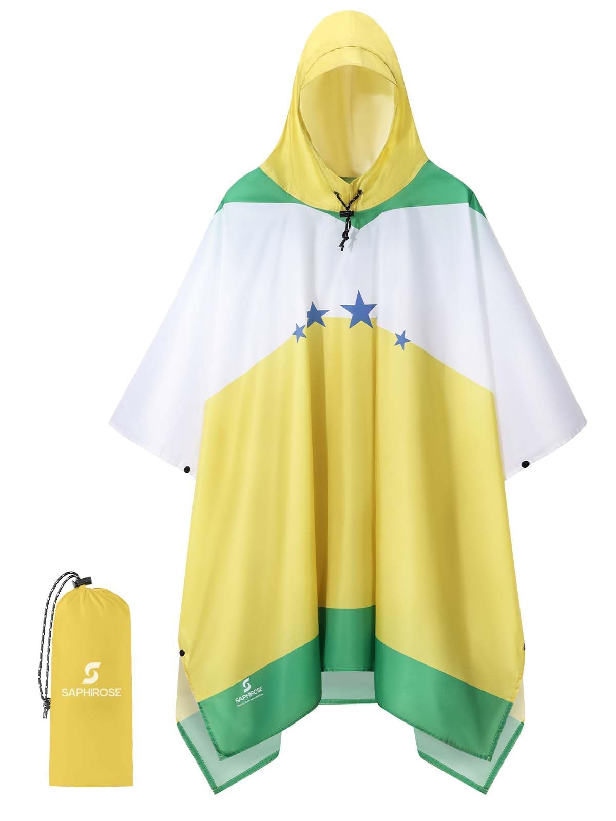 SaphiRose Hooded Rain Poncho Waterproof Raincoat Jacket for Men Women Adults