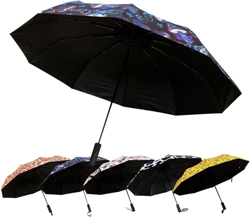 Mushroom Travel Umbrella Compact Auto Open/Close Strong Portable Windproof Lightweight Anti-Ultraviolet Rainproof