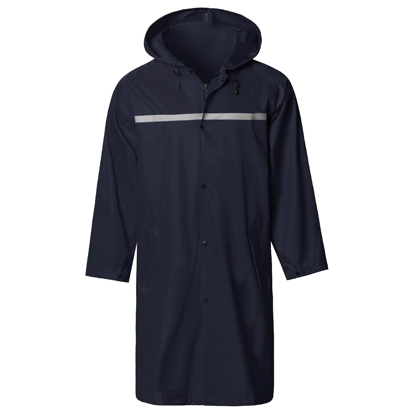 Mens Long Hooded Safety Rain Jacket Waterproof Emergency Raincoat Poncho