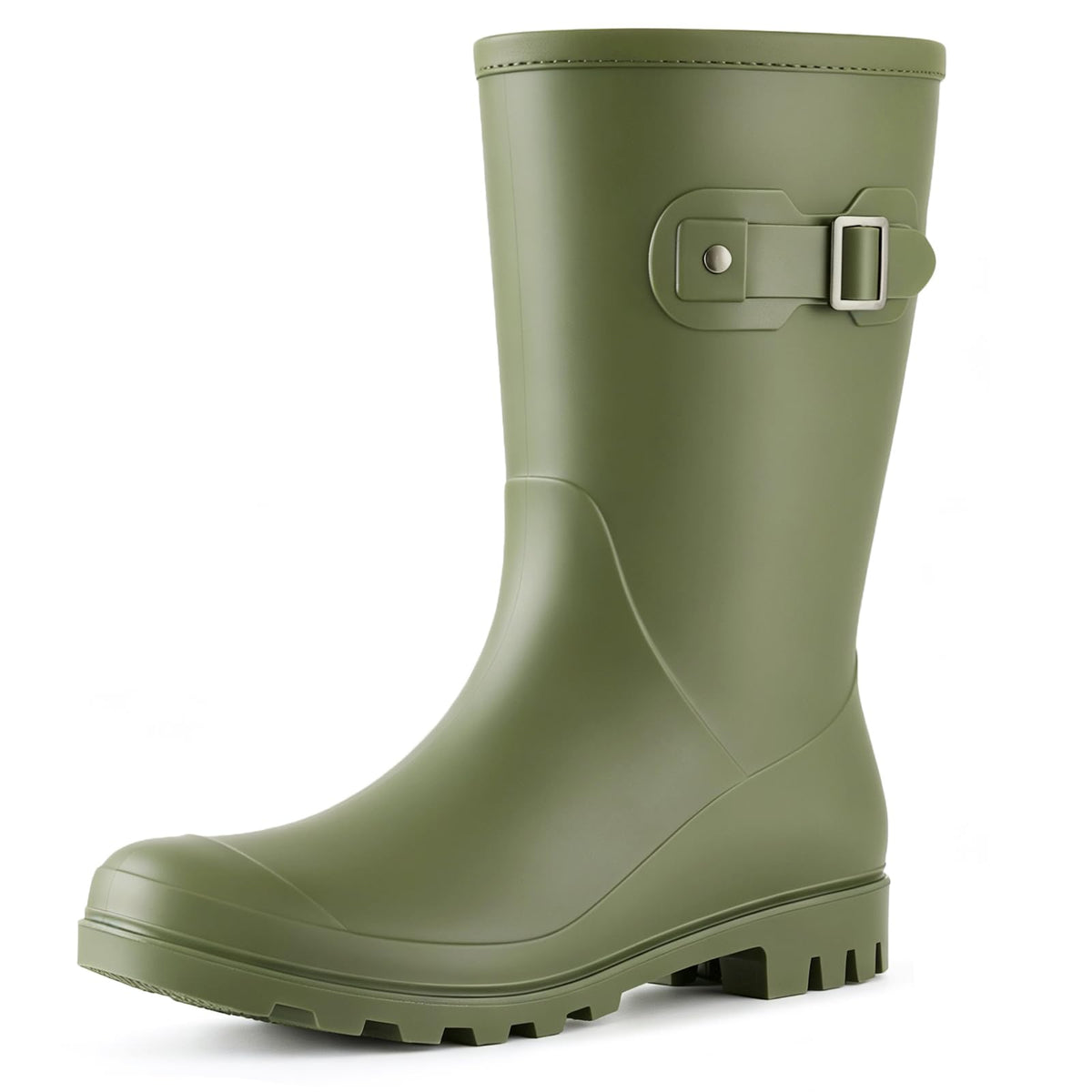 Evshine Women's Mid Calf Rain Boots Waterproof Garden Wellies with Buckle | Lightweight, Non-Slip, Ideal for Gardening, Farm Work, Rainy Days, Comfort Fit