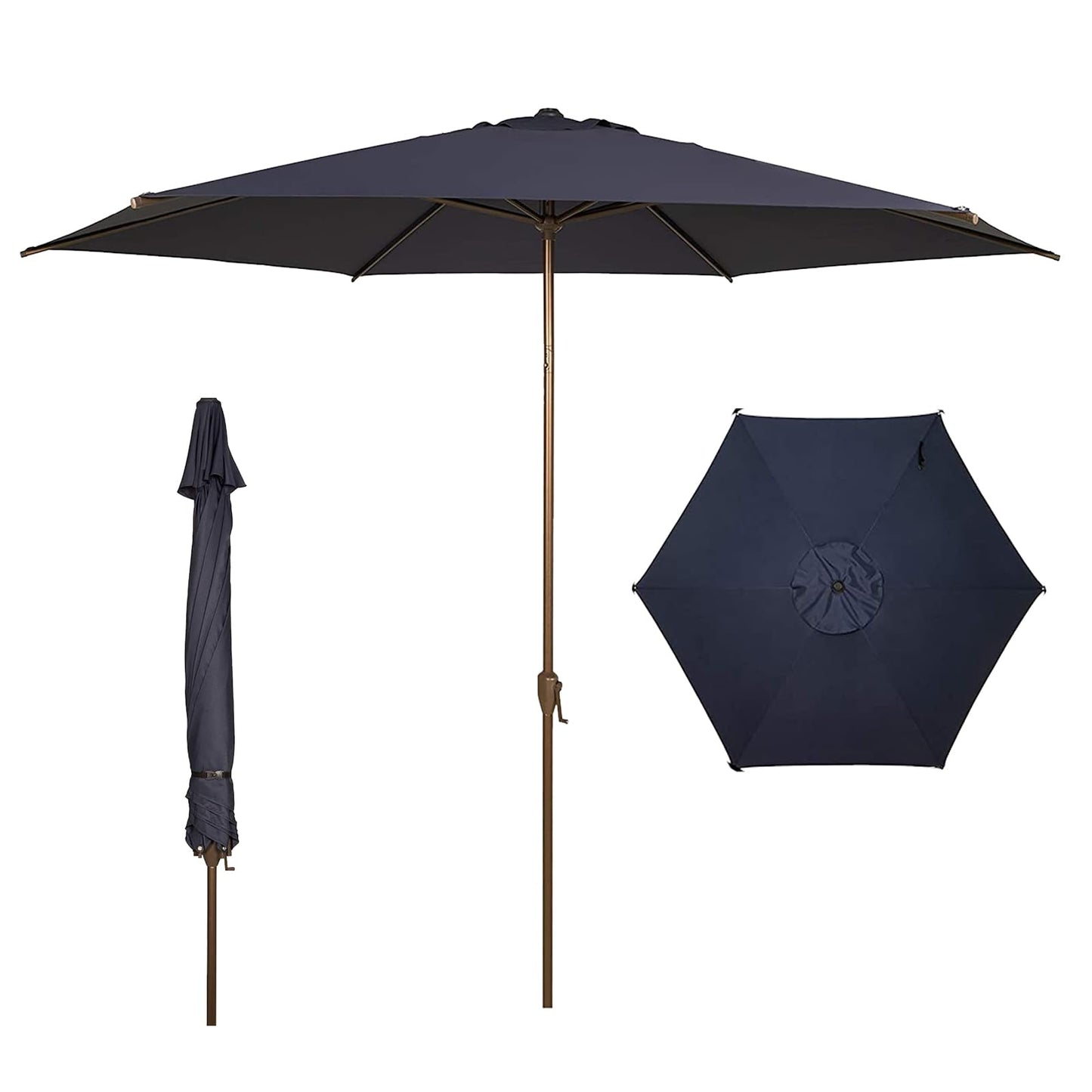 Abba Patio 9FT Lyon Outdoor Patio Umbrella Outdoor Table Umbrella with Push Button Tilt and Crank Market Umbrella 8 Sturdy Ribs UV Protection Waterproof for Garden Deck Backyard Pool, Black & Ivory