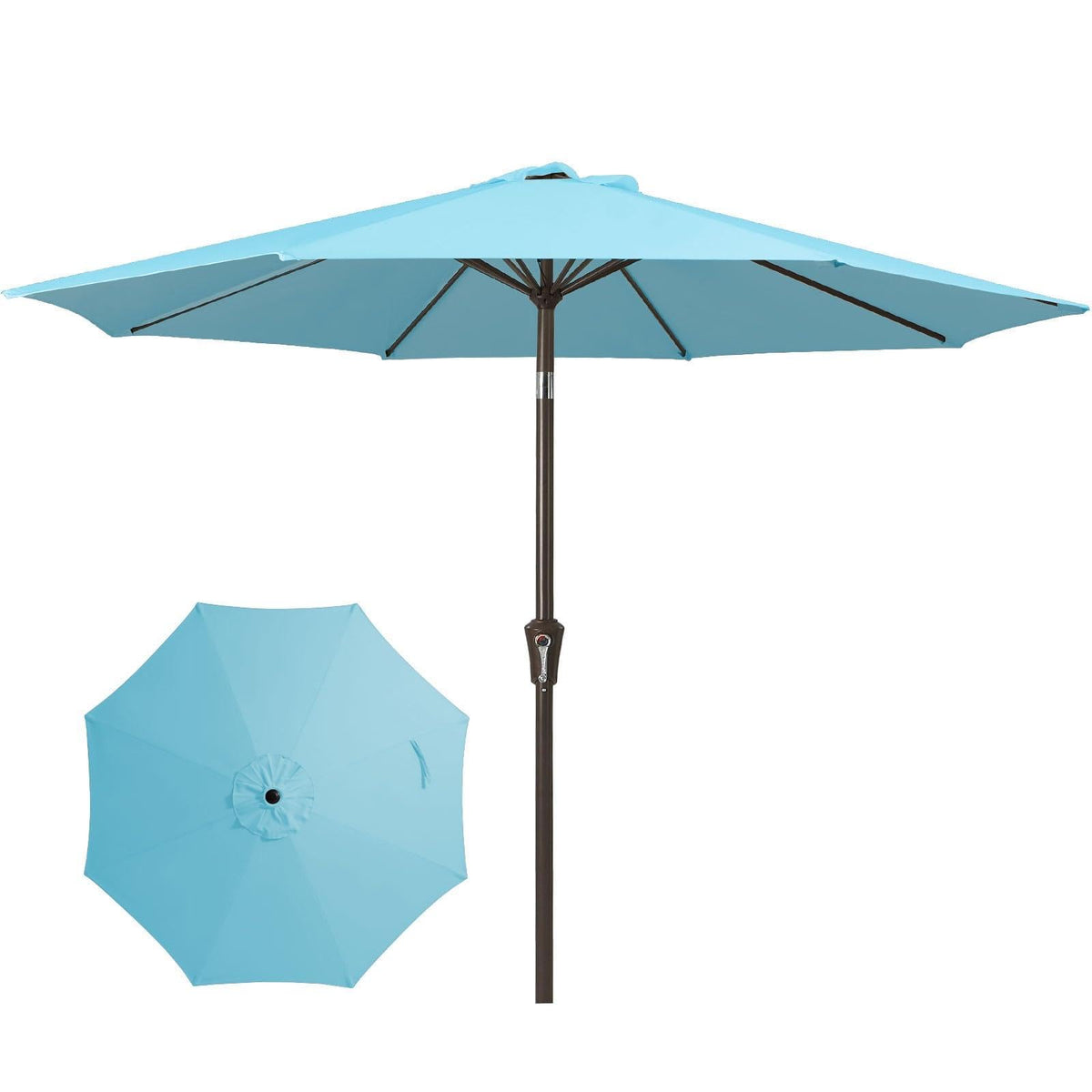 JEAREY 9FT Outdoor Patio Umbrella, Market Umbrella, Dark Blue | Outdoor Table Umbrellas with 8 Sturdy, Tilt & Crank UV Protection Waterproof for Garden, Deck, Backyard, Pool