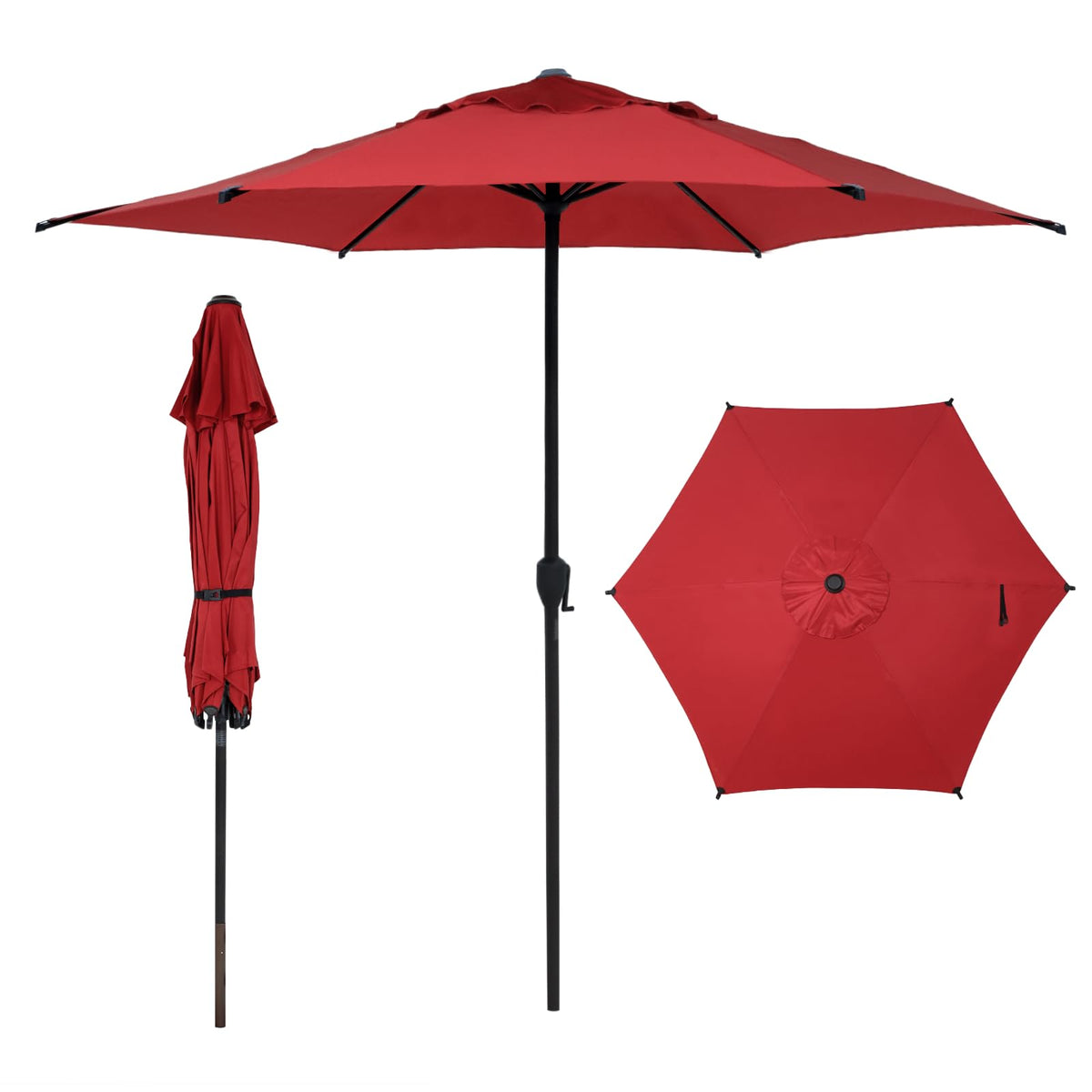 Abba Patio 9FT Lyon Outdoor Patio Umbrella Outdoor Table Umbrella with Push Button Tilt and Crank Market Umbrella 8 Sturdy Ribs UV Protection Waterproof for Garden Deck Backyard Pool, Black & Ivory