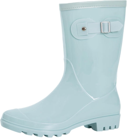 Women's Mid Calf Rain Boots Waterproof Fashion Garden Shoes Anti-slipping Rainboots For Women Comfortable Insole Light Rain Shoes