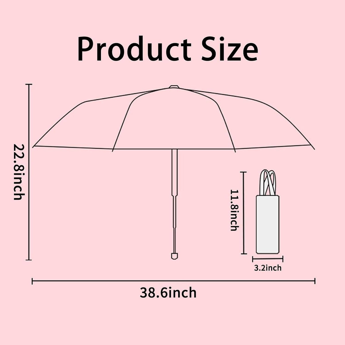 PARTY BUZZ Automatic Windproof Travel Umbrella, Waterproof UV Protection Folding Umbrella, Cartoon Portable Compact Umbrella Easy Auto Open, for Girls and Women