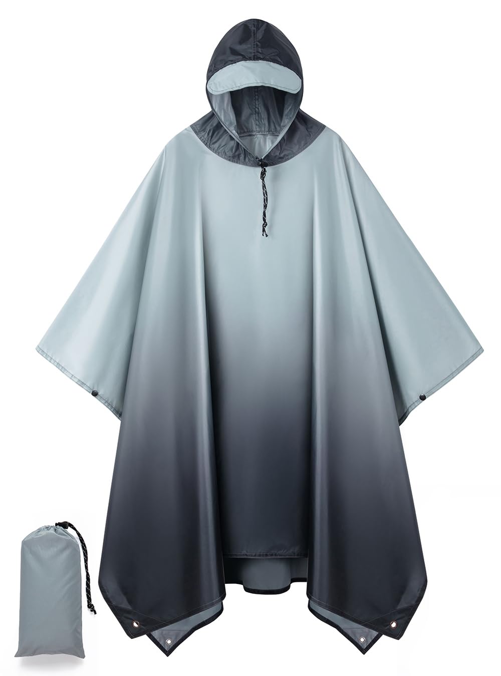 Hooded Rain Poncho for Adult, Waterproof Raincoat for Hiking Camping