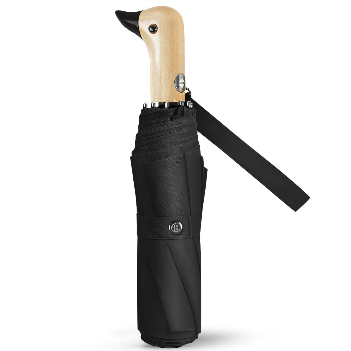 Duck Umbrella Cute Automatic Travel Size Compact Folding for Adults | Automatic duck wooden handle,Fit in handbag/backpack/suitcase,ideal gifts for women and kids