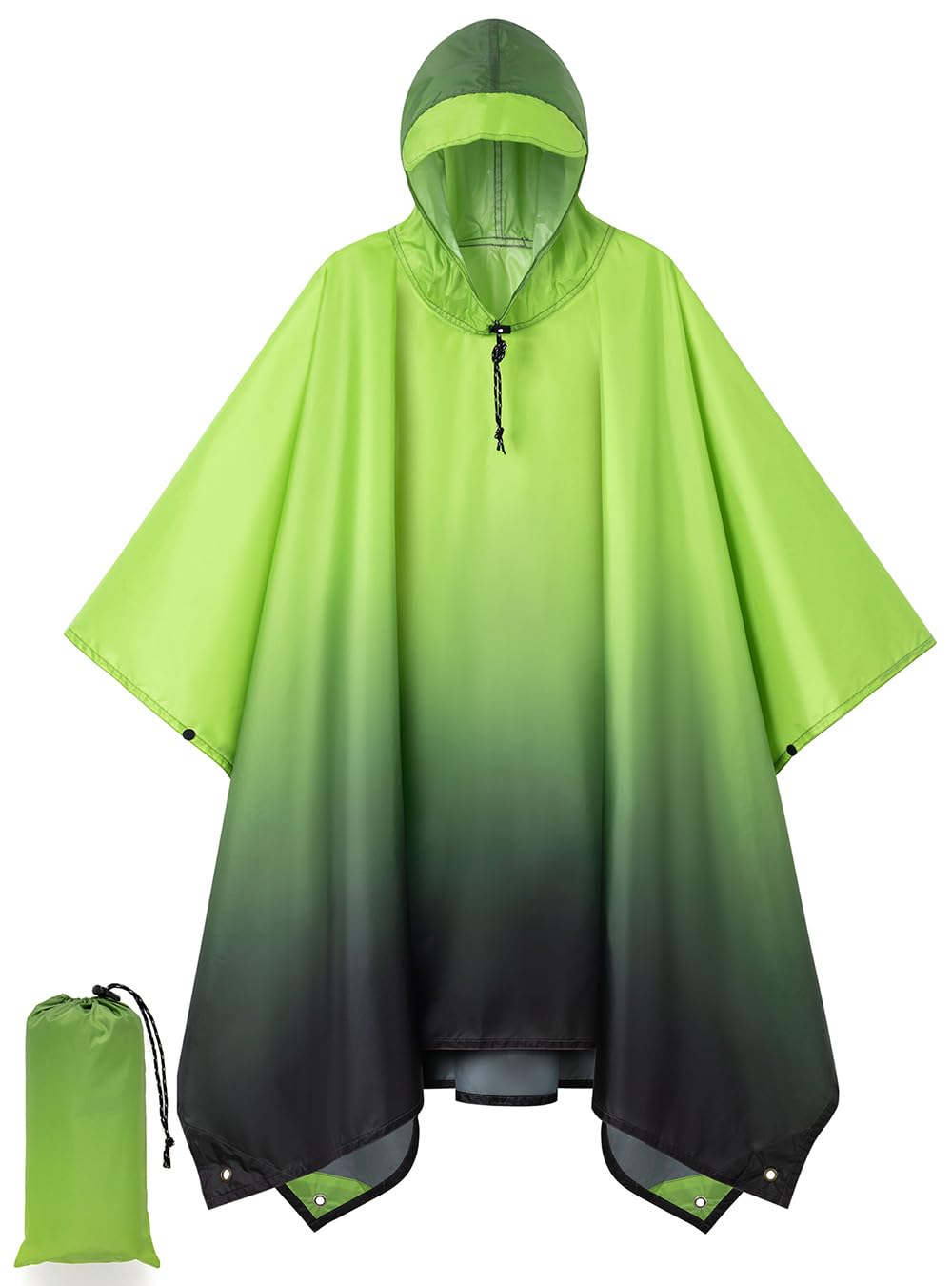 Hooded Rain Poncho for Adult, Waterproof Raincoat for Hiking Camping