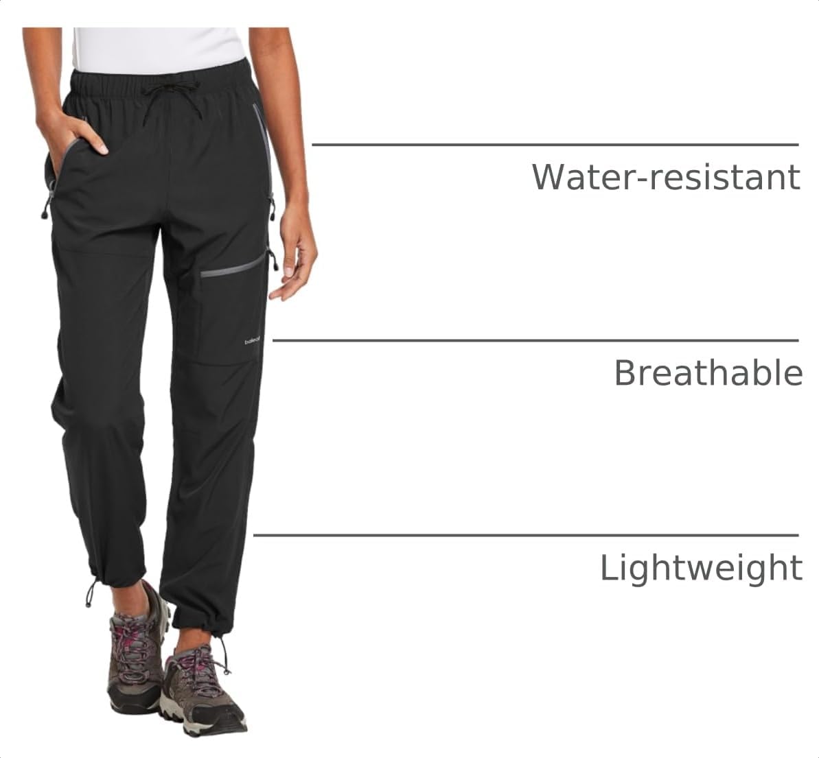 baleaf Women's Hiking Pants Quick Dry Lightweight Water Resistant Elastic Waist Cargo Pants for All Seasons | Petite/Reguar/Tall sizing,Zip Pockets, Water Resistant,breathable Cargo Pants for Travel Camping