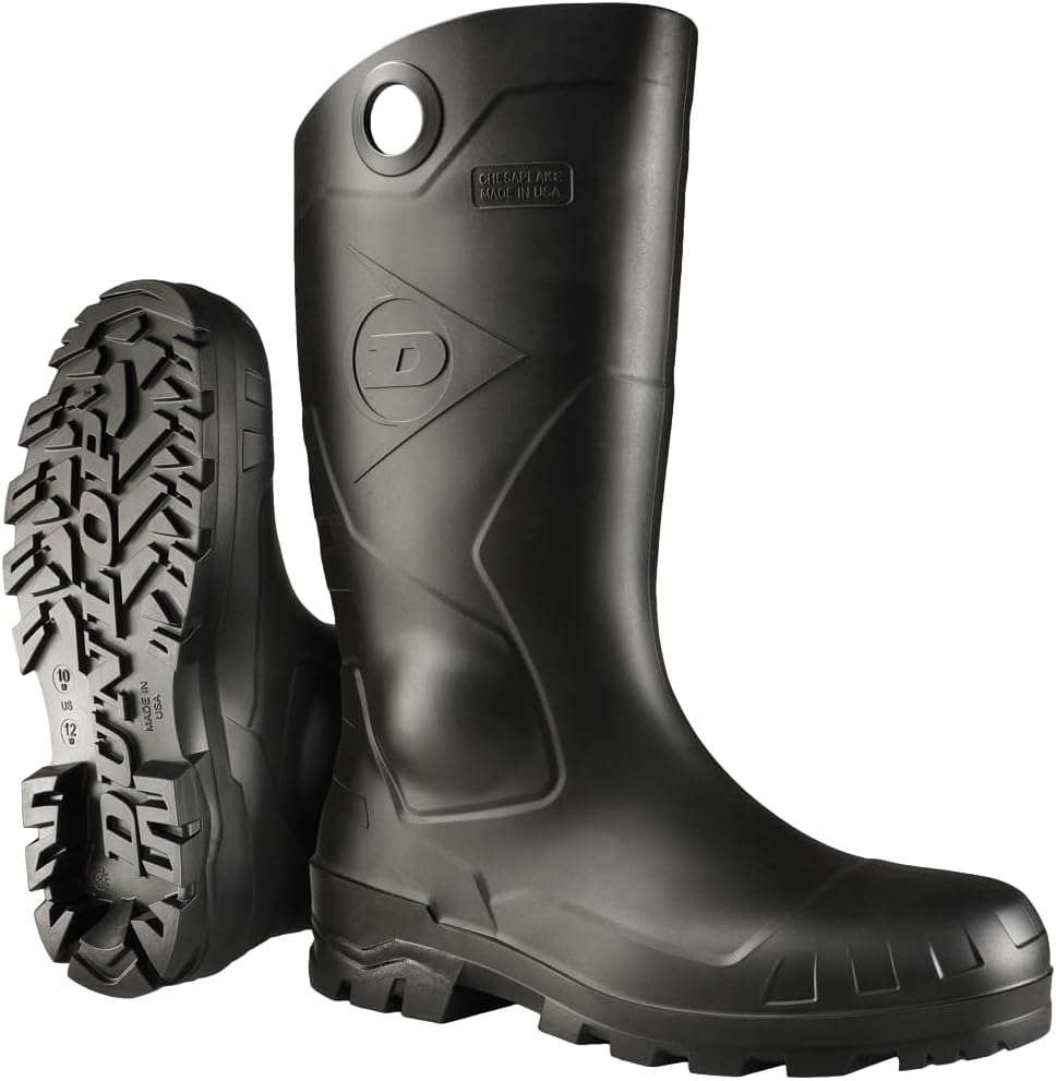 DUNLOP Protective Footwear, Chesapeake steel toe Black Amazon, 100% Waterproof PVC, Lightweight and Durable