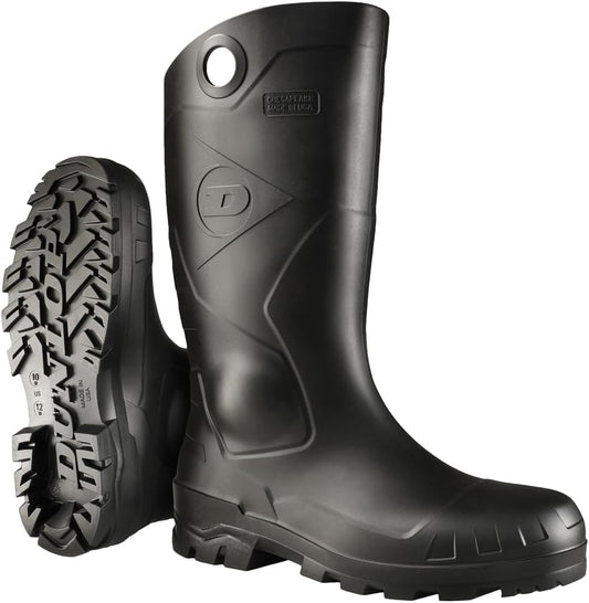 DUNLOP Protective Footwear, Chesapeake steel toe Black Amazon, 100% Waterproof PVC, Lightweight and Durable