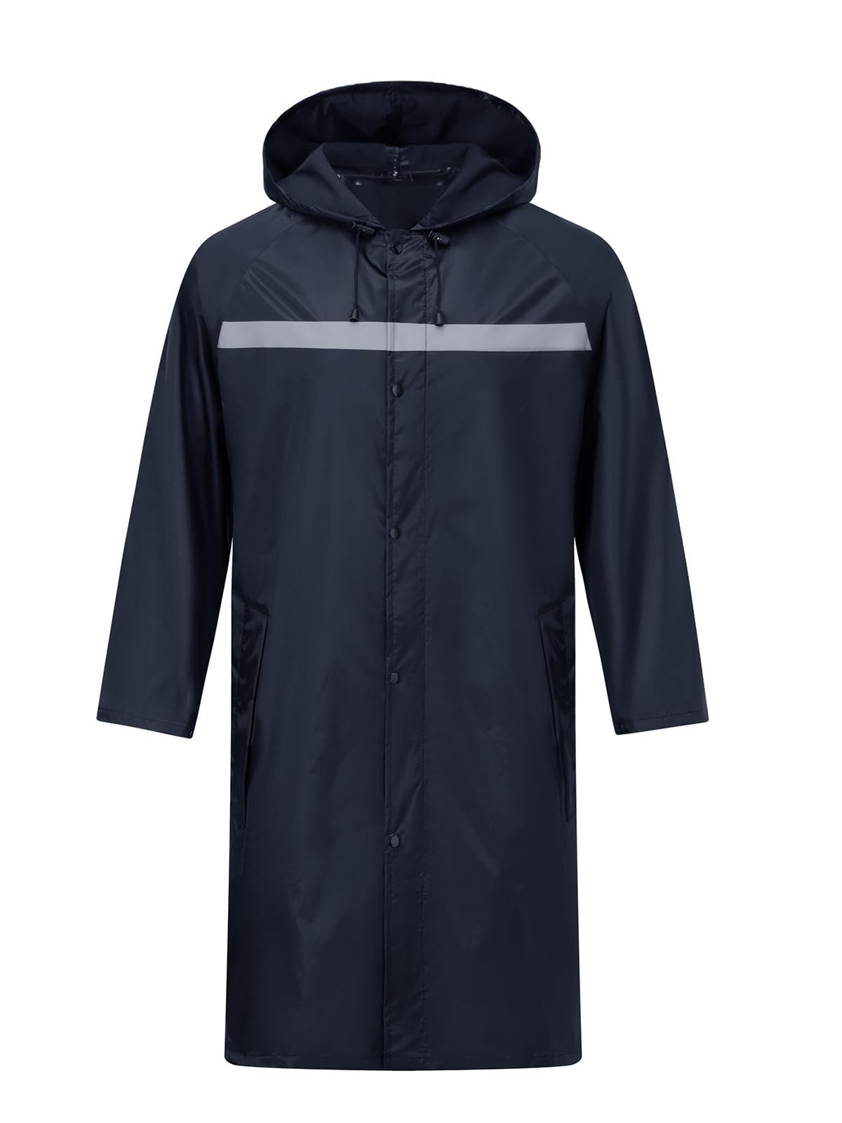 Mens Long Safety Rain Coats with Air Vents Reflective Stripes Waterproof Packable Rain Jacket with Hood Lightweight