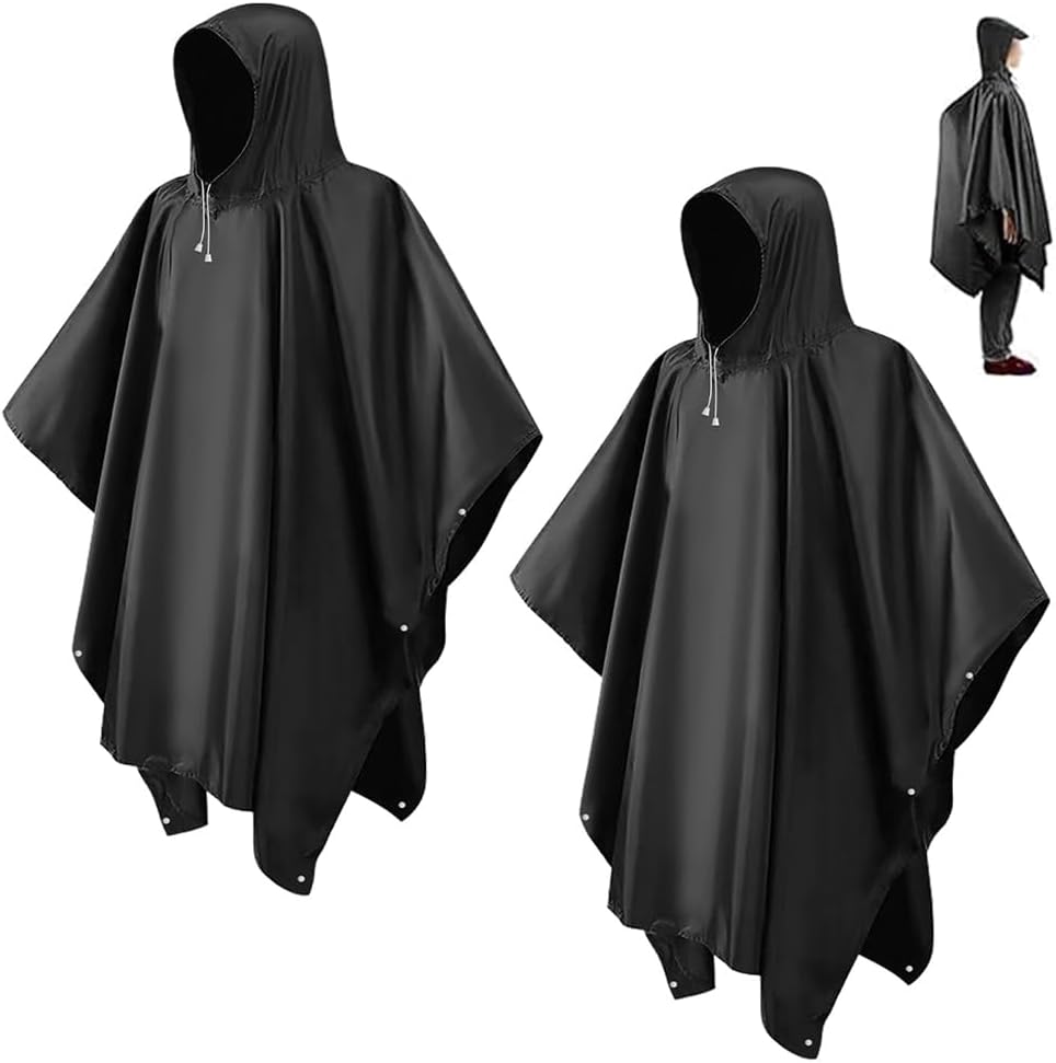 CHGANG Rain Ponchos for Adults, Reusable Ponchos for Men Women, Waterproof EVA Lightweight Rain Coat with Drawstring Hood