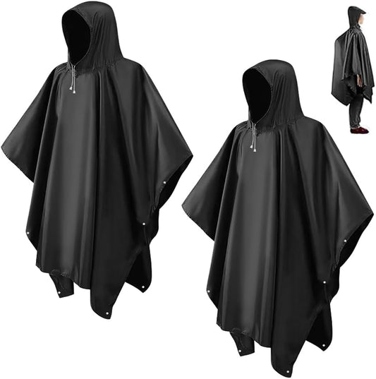 CHGANG Rain Ponchos for Adults, Reusable Ponchos for Men Women, Waterproof EVA Lightweight Rain Coat with Drawstring Hood