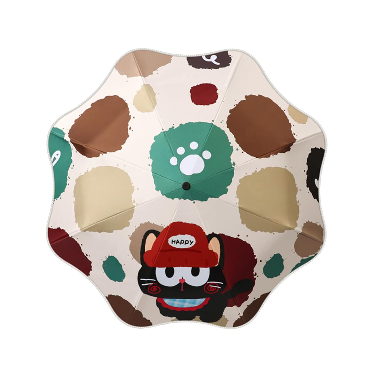 Rounded Corner Folding Umbrella Anti-UV Compact Durable Umbrella Auto Open/Close Lightweight Backpack Cute Cartoon Umbrella for Girls & Boys