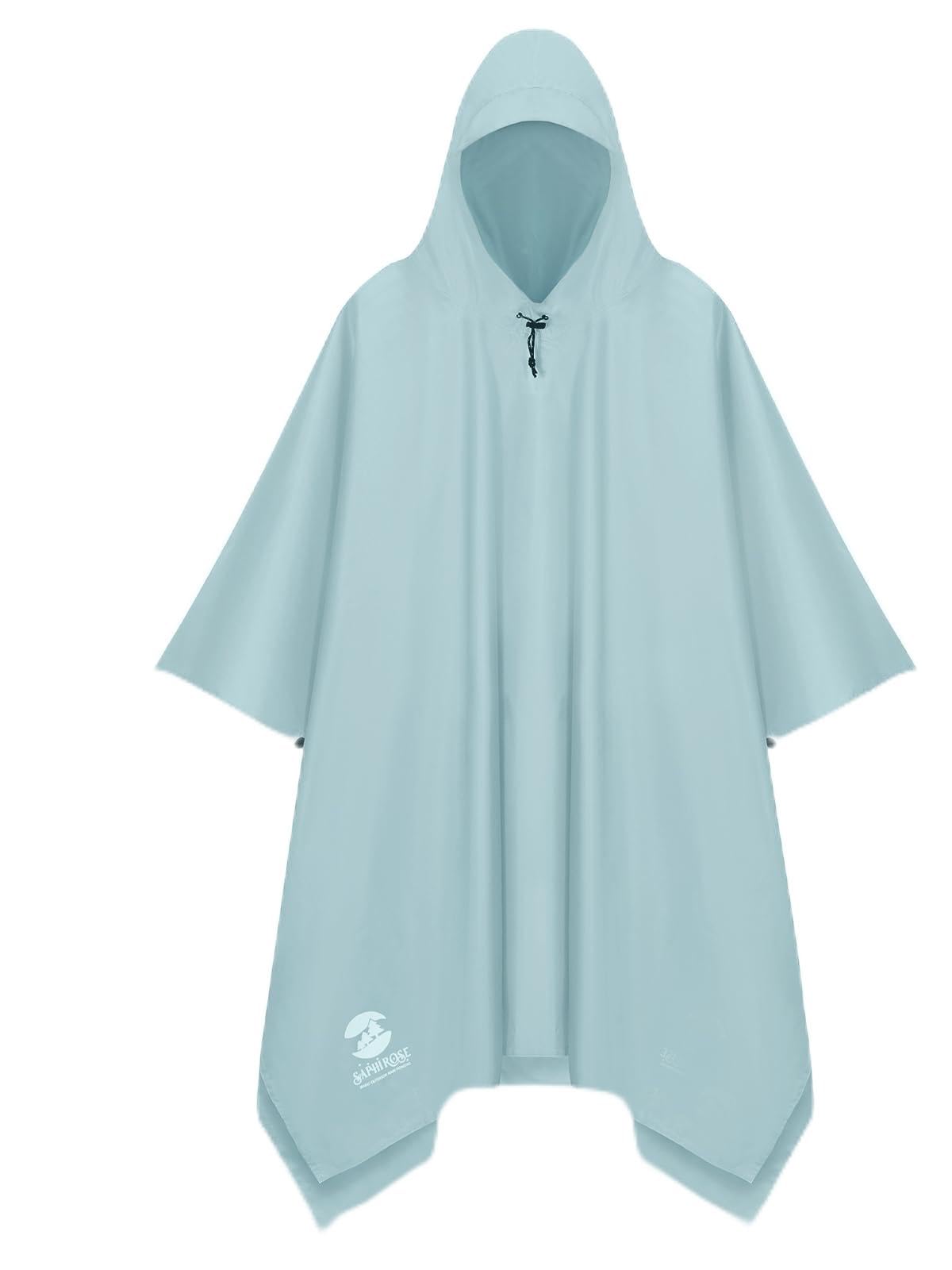 SaphiRose Hooded Rain Poncho Waterproof Raincoat Jacket for Men Women Adults