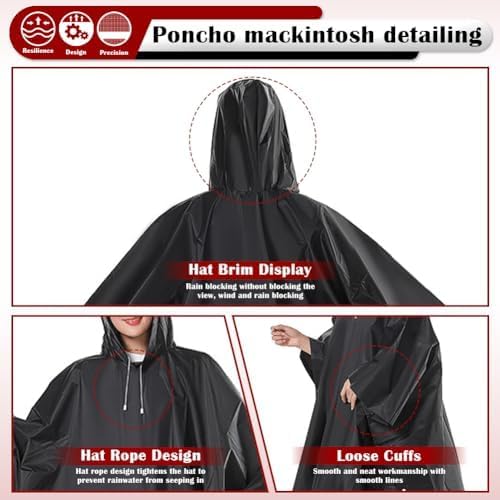 CHGANG Rain Ponchos for Adults, Reusable Ponchos for Men Women, Waterproof EVA Lightweight Rain Coat with Drawstring Hood