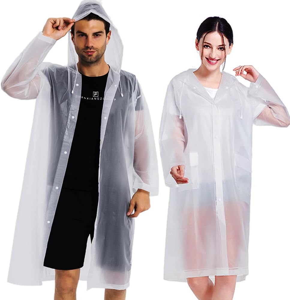 COOY Rain Ponchos for Adults, （2 Pack） EVA Rain Jacket Women Men Rain Coat