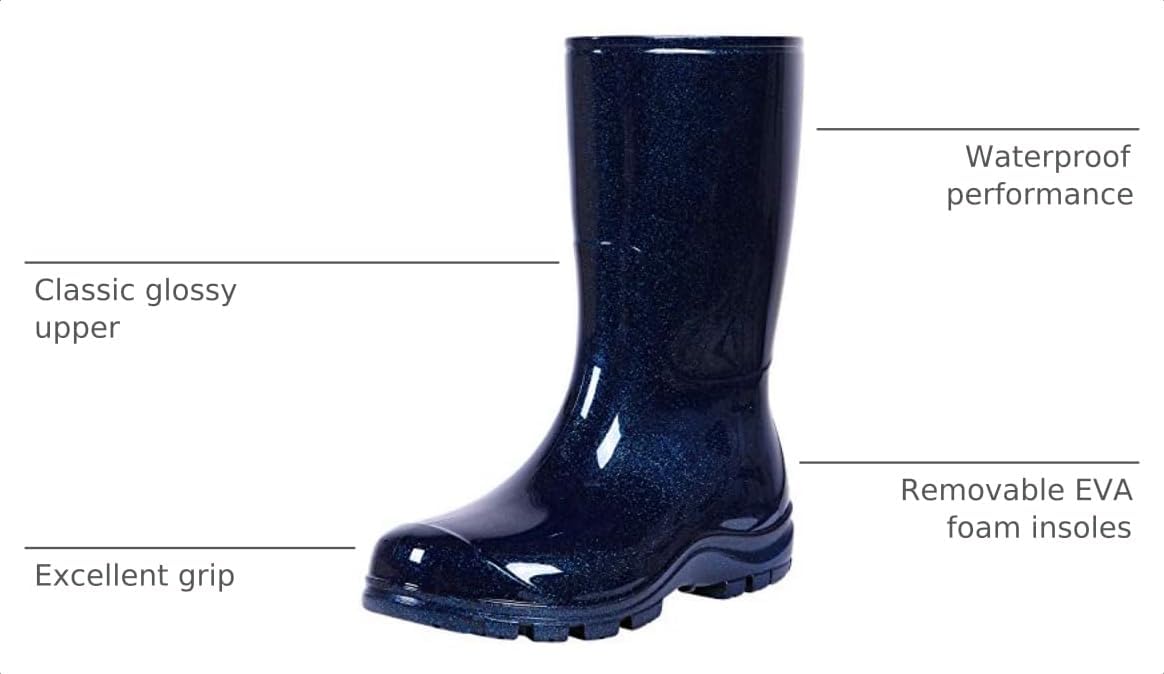 Asgard Women's Mid Calf Rain Boots Printed Waterproof Rubber Boots Short Garden Shoes