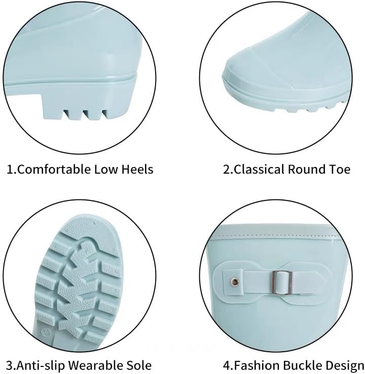 Women's Mid Calf Rain Boots Waterproof Fashion Garden Shoes Anti-slipping Rainboots For Women Comfortable Insole Light Rain Shoes