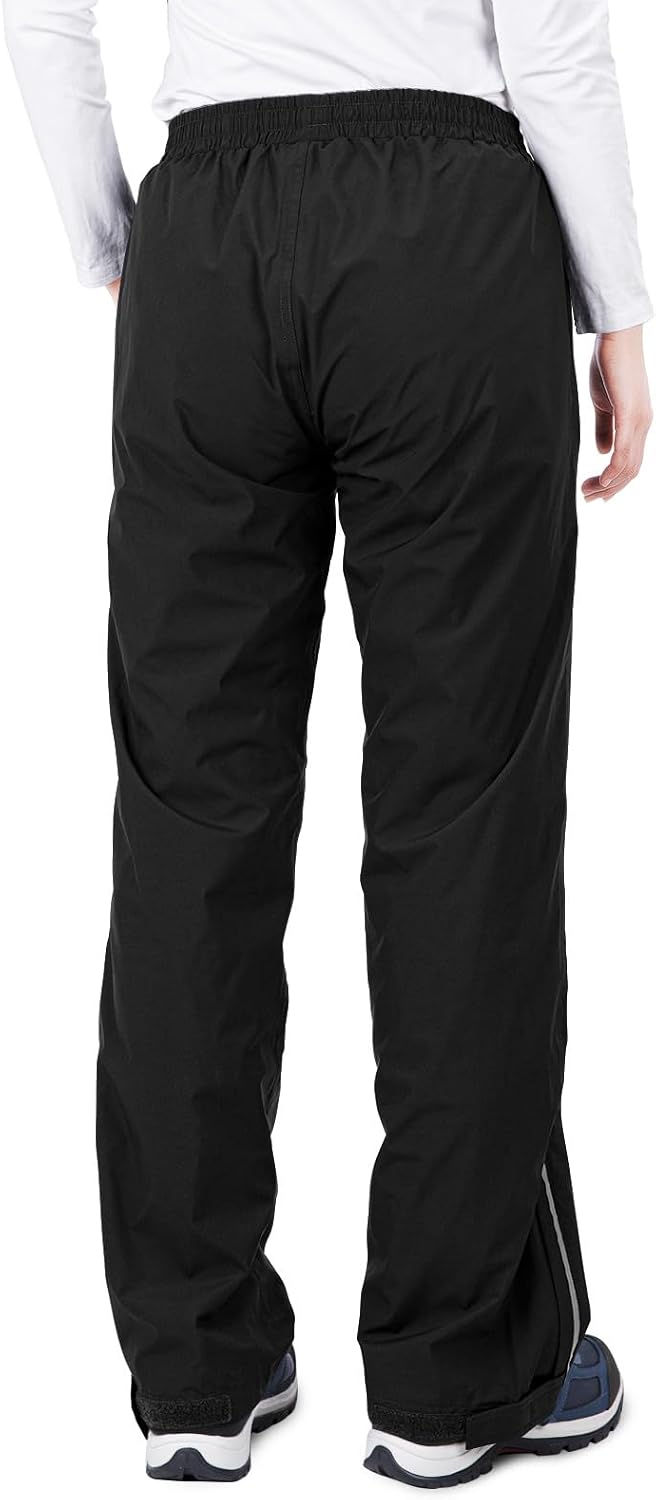 33,000ft Women's Rain Pants, Lightweight Waterproof Rain Over Pants | Windproof Hiking Pants with Mesh Lining for Outdoor, Fishing, Golf, Rainy Day, Zipper Pockets, Reflective Strip, Hook & Loop