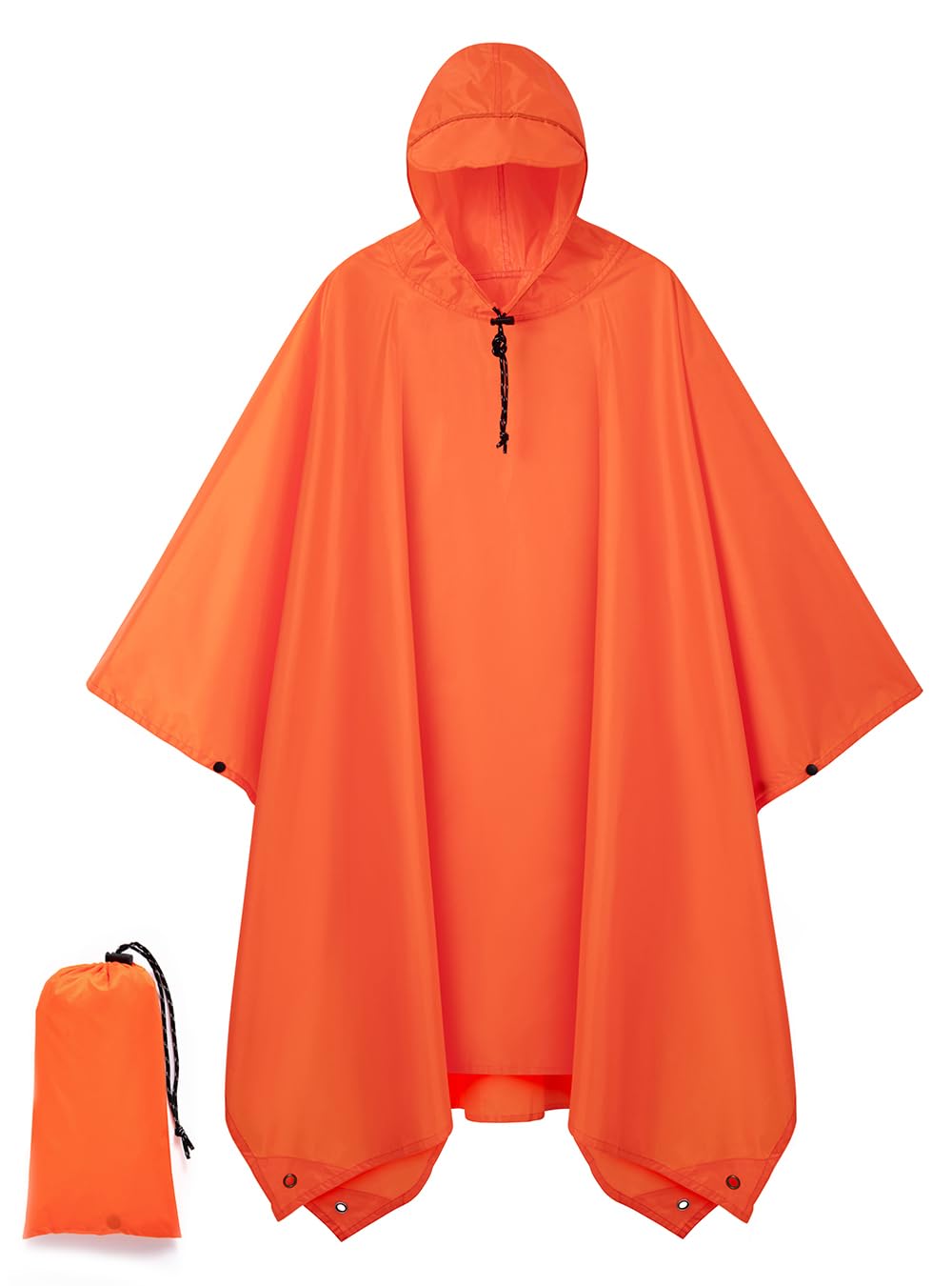 Hooded Rain Poncho for Adult, Waterproof Raincoat for Hiking Camping