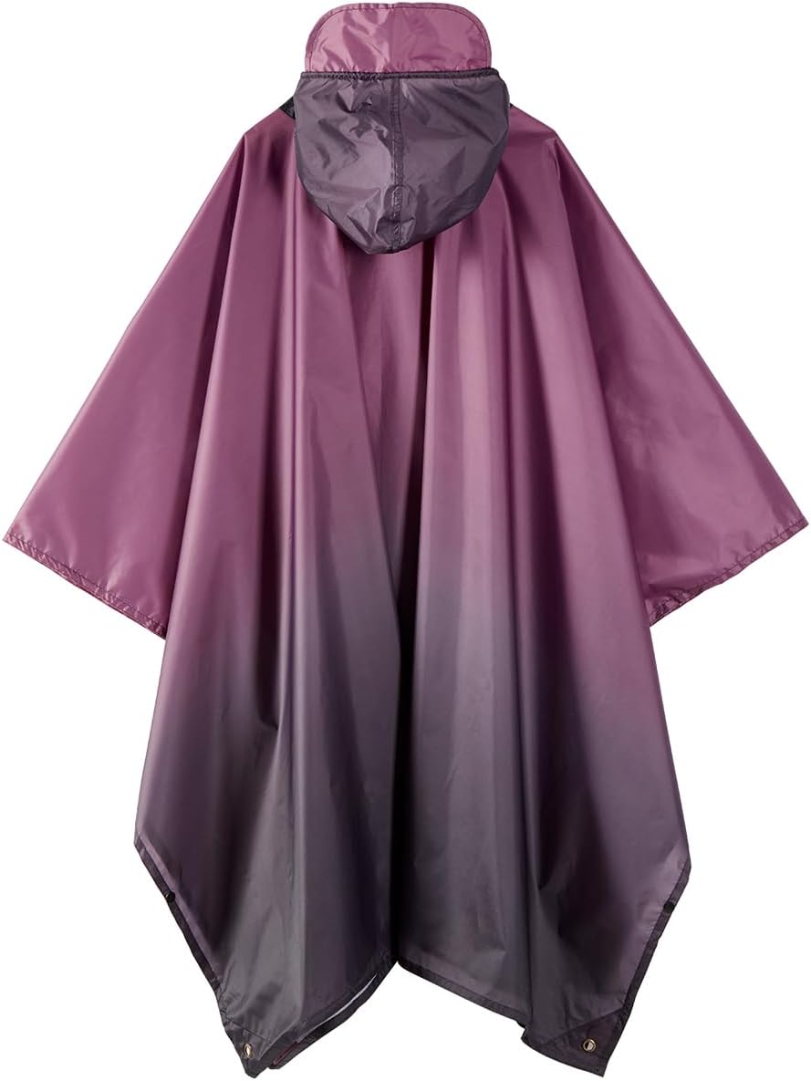 Hooded Rain Poncho for Adult, Waterproof Raincoat for Hiking Camping