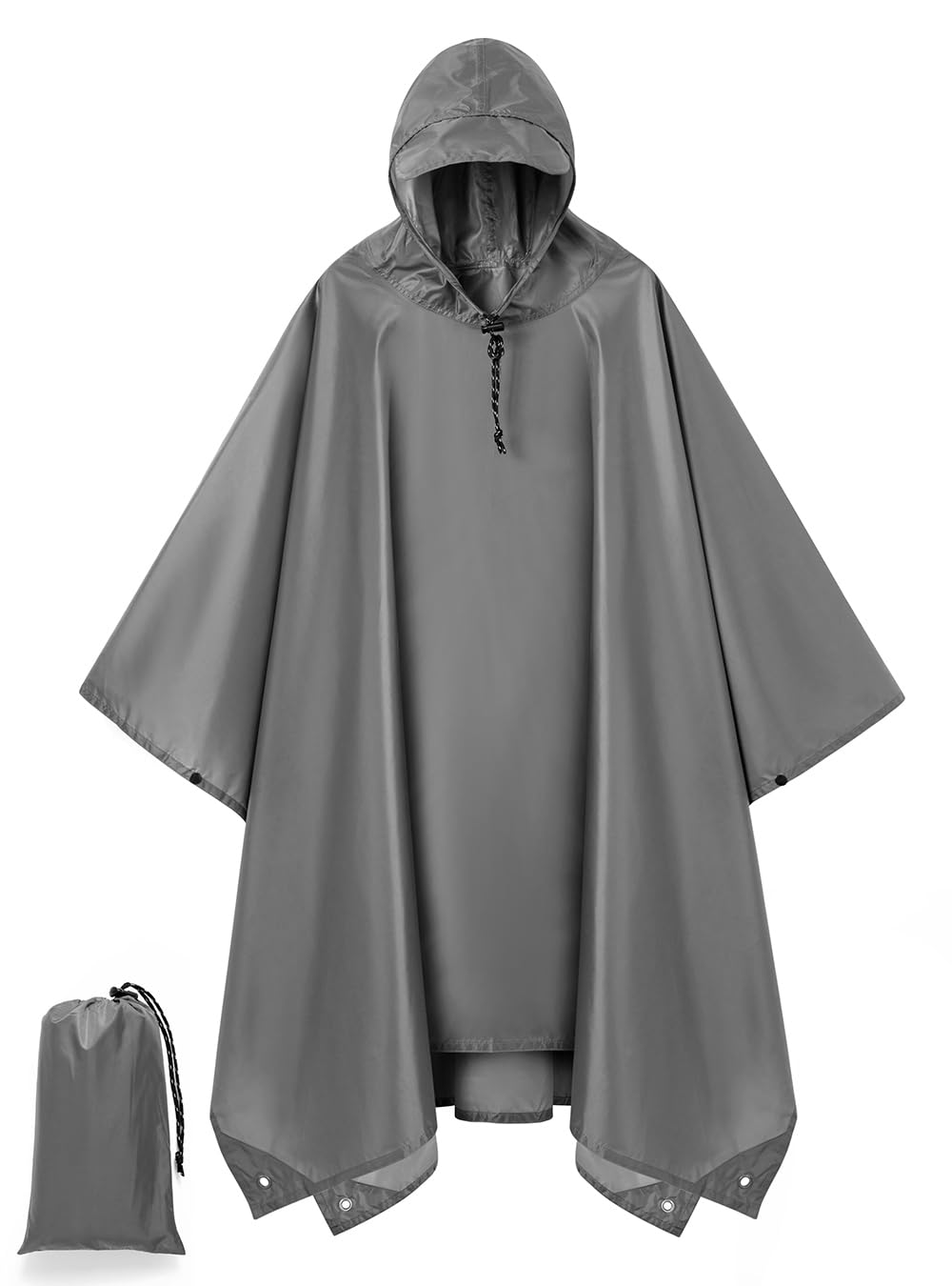 Hooded Rain Poncho for Adult, Waterproof Raincoat for Hiking Camping