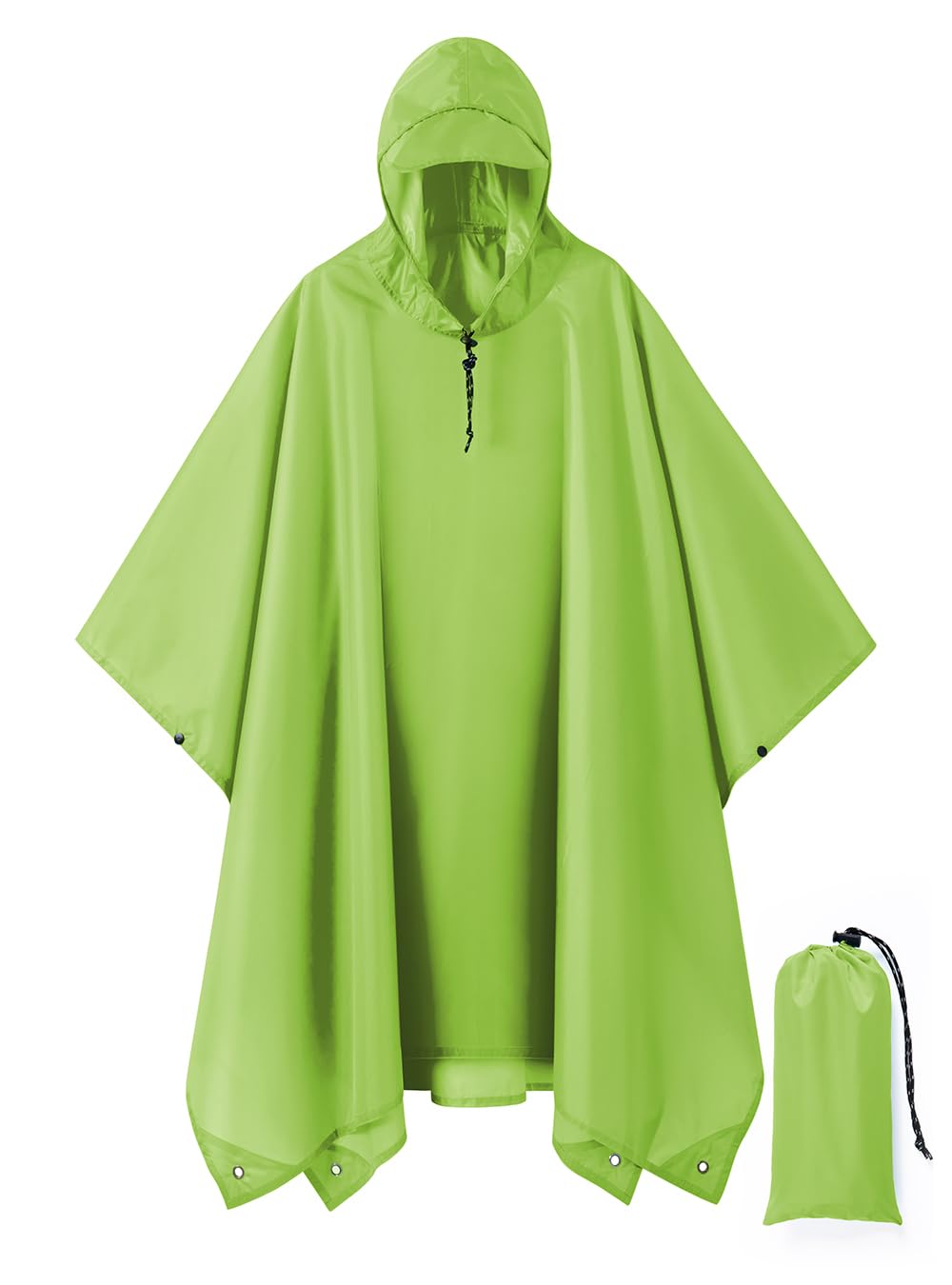 Hooded Rain Poncho for Adult, Waterproof Raincoat for Hiking Camping