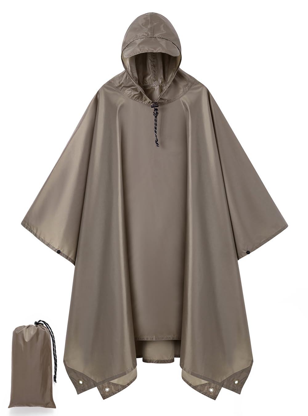 Hooded Rain Poncho for Adult, Waterproof Raincoat for Hiking Camping