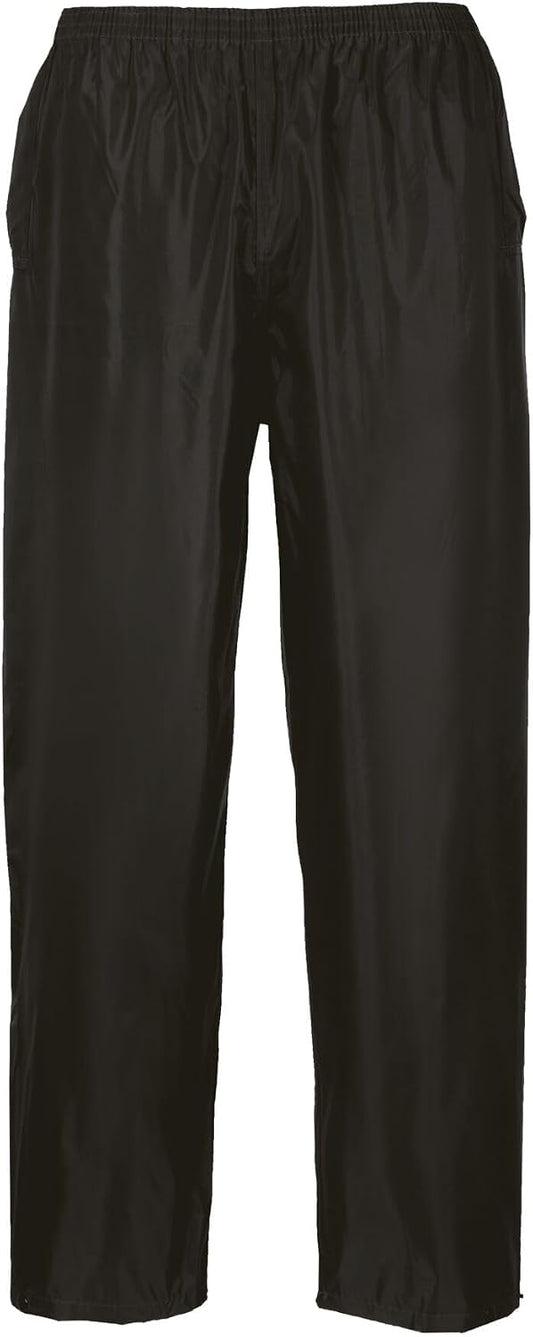 Portwest S441 Rain Trousers Machine Washable Waterproof Fabric Sealed Seams | Black, Small, 100% Polyester, Reach Compliant PVC Coating, Fully Elasticated Waistband, Side Access Openings, Sun Protection