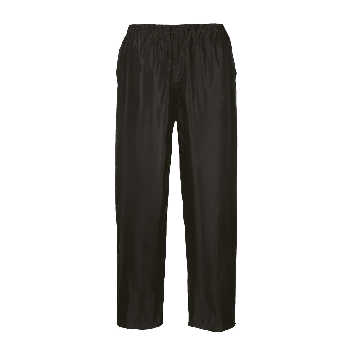 Portwest S441 Rain Trousers Machine Washable Waterproof Fabric Sealed Seams | Black, Small, 100% Polyester, Reach Compliant PVC Coating, Fully Elasticated Waistband, Side Access Openings, Sun Protection
