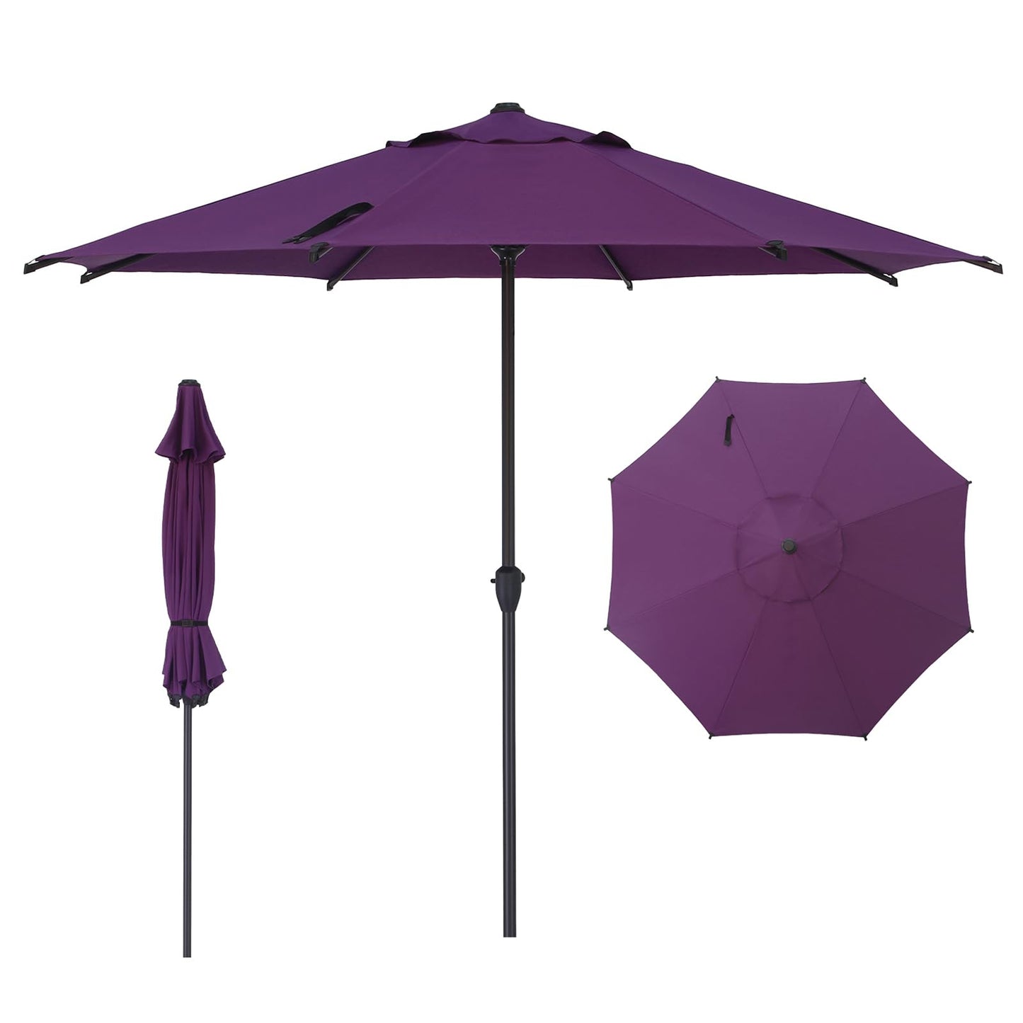 Abba Patio 9FT Lyon Outdoor Patio Umbrella Outdoor Table Umbrella with Push Button Tilt and Crank Market Umbrella 8 Sturdy Ribs UV Protection Waterproof for Garden Deck Backyard Pool, Black & Ivory