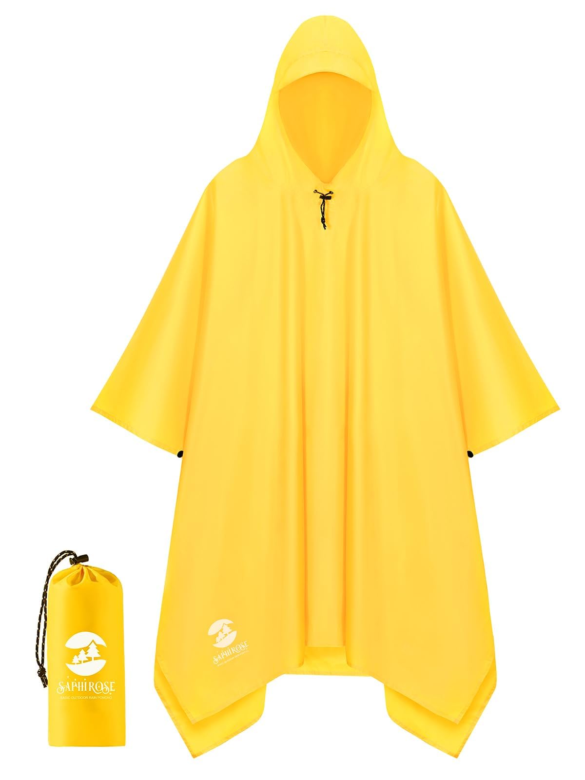 SaphiRose Hooded Rain Poncho Waterproof Raincoat Jacket for Men Women Adults