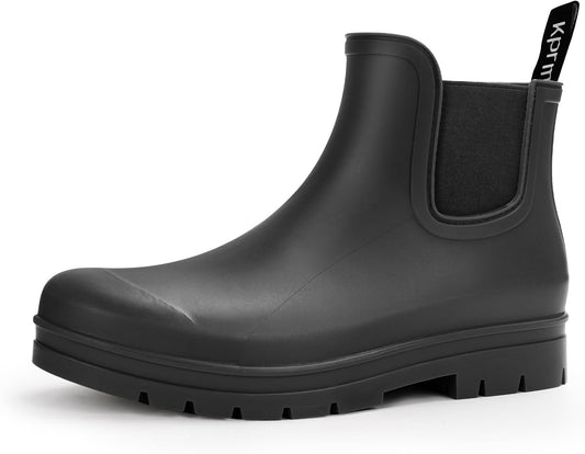 Women's Short Rain Boots Waterproof Chelsea Ankle Rubber Garden Shoes | Fashion Ladies Matte Surface Short Chelsea PVC Rainboots Non-Slip Lightweight Outdoor Booties for Gardening Farming Walking