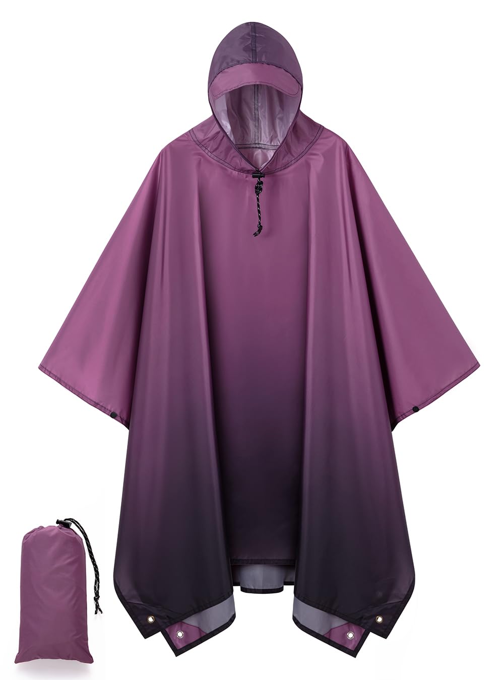 Hooded Rain Poncho for Adult, Waterproof Raincoat for Hiking Camping