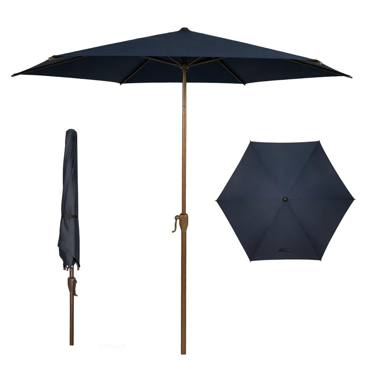 Abba Patio 9FT Lyon Outdoor Patio Umbrella Outdoor Table Umbrella with Push Button Tilt and Crank Market Umbrella 8 Sturdy Ribs UV Protection Waterproof for Garden Deck Backyard Pool, Black & Ivory