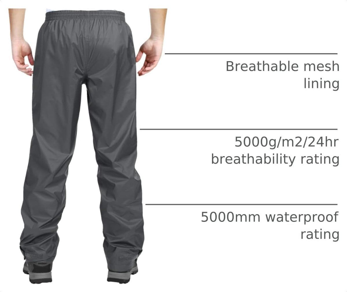 33,000ft Men's Rain Pants, Waterproof Rain Over Pants, Windproof Outdoor Pants for Hiking, Fishing