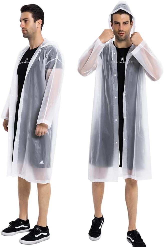 COOY Rain Ponchos for Adults, （2 Pack） EVA Rain Jacket Women Men Rain Coat