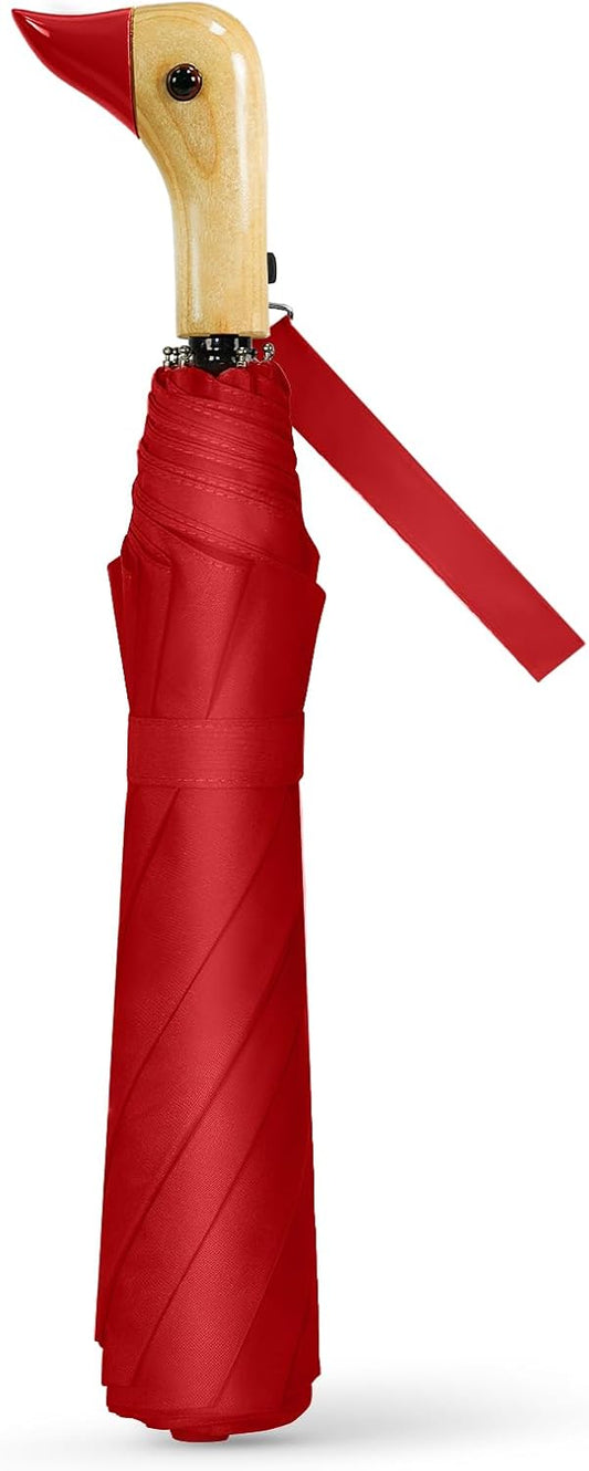 Duck Umbrella Travel Size Cute Compact Portable Waterproof for Kids Gifts | Cute duck beak handle for women/kids/commute/travel & gifts. 42 inch arc, 17 inch fold.