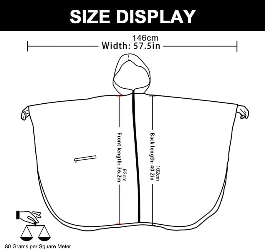 Fashion Hooded Rain Poncho Waterproof Raincoat Jacket with pocket for Women/Men/Adult