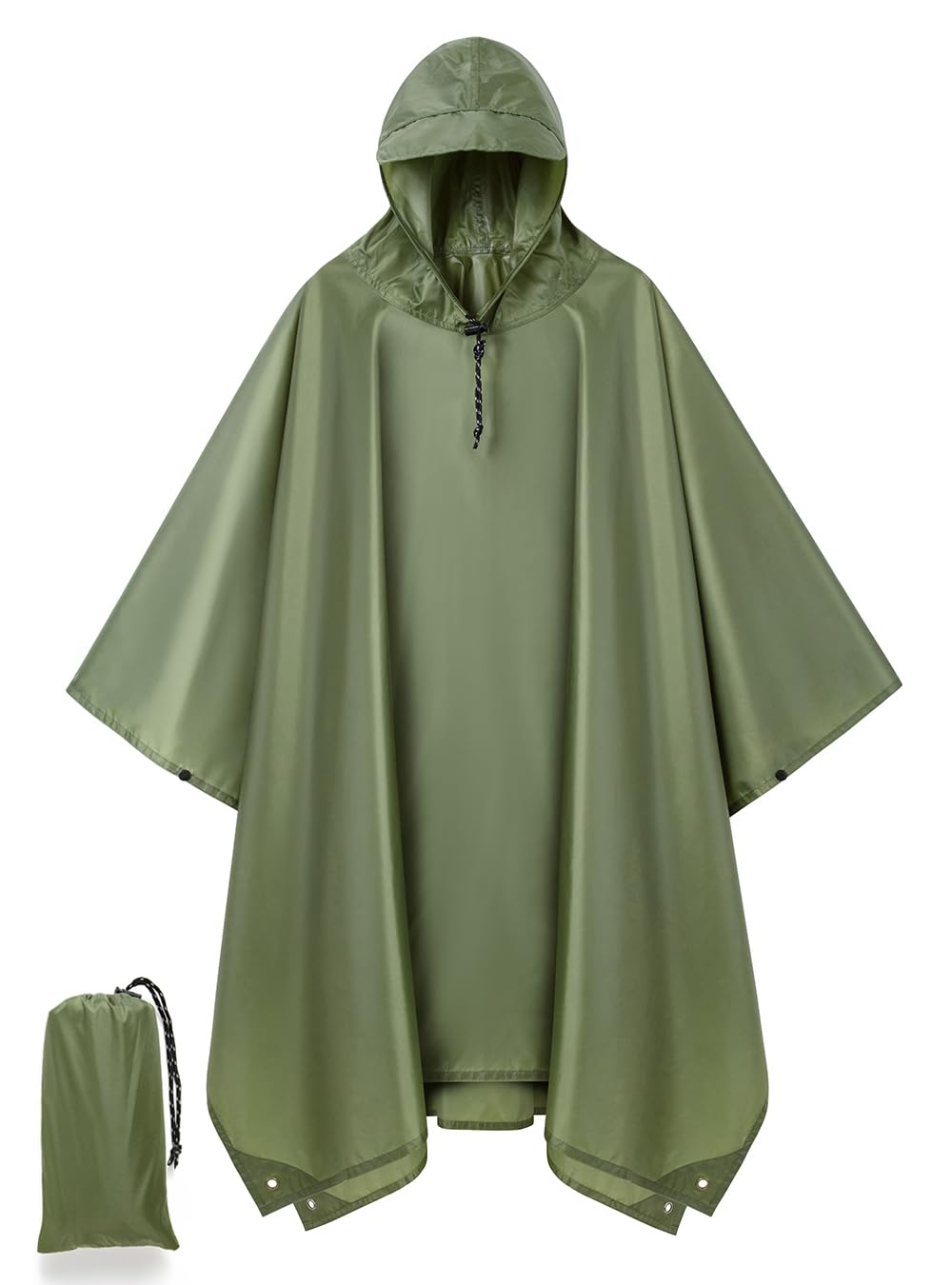 Hooded Rain Poncho for Adult, Waterproof Raincoat for Hiking Camping