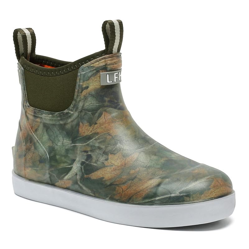 Mens Deck Boots Waterproof, Rubber Ankle Rain Booties For Fishing | Saltwater High-performance Footwear Chelsea Boots for Gardening Boating Camping Sailing