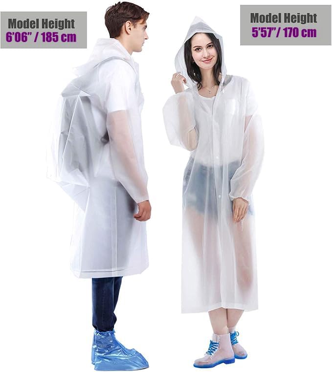 HLKZONE Raincoat, 2 Pack Rain Ponchos for Adults Travel Rain Jacket Packable Rain Coats for Women with Drawstring Hood