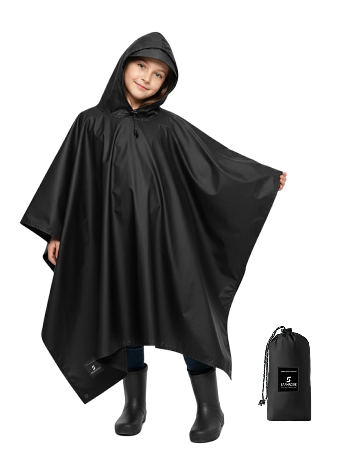 SaphiRose Hooded Rain Poncho Waterproof Raincoat Jacket for Men Women Adults
