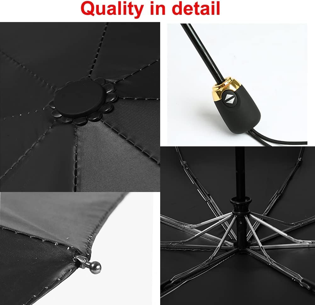 Finex Mickey Travel Compact Auto Folding Golf Umbrella with Auto Open Close One Button Handle & Wrist Strap