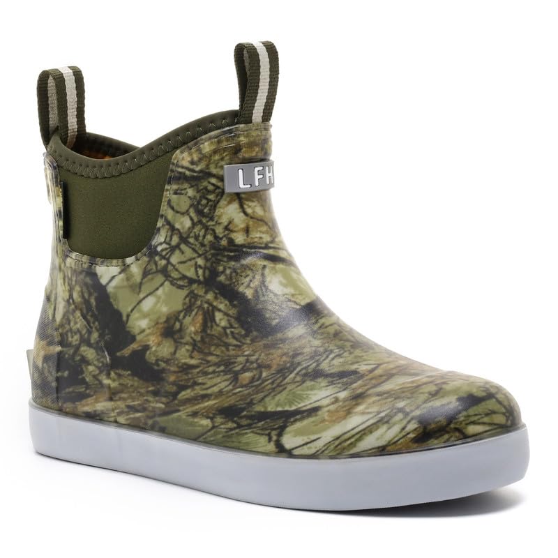 Mens Deck Boots Waterproof, Rubber Ankle Rain Booties For Fishing | Saltwater High-performance Footwear Chelsea Boots for Gardening Boating Camping Sailing